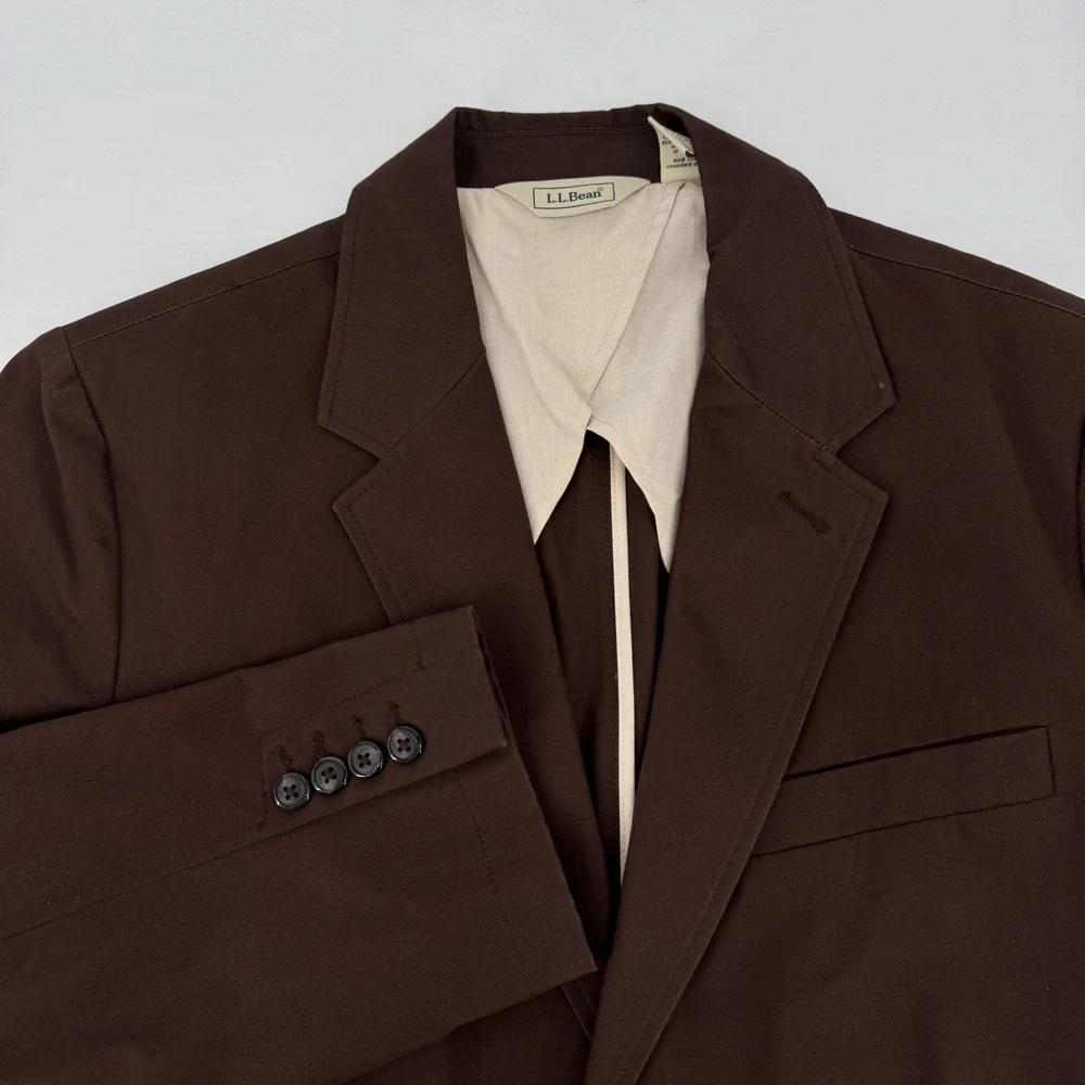 LL Bean Mens Brown Cotton Twill 2 Button Blazer Sport Coat Jacket Size 38 Reg